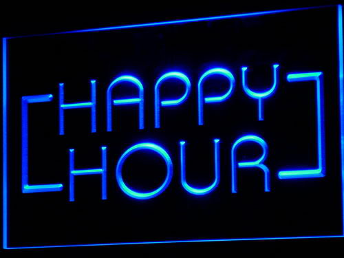 Happy Hour Bar Coffee Open Beer Pub Light Sign